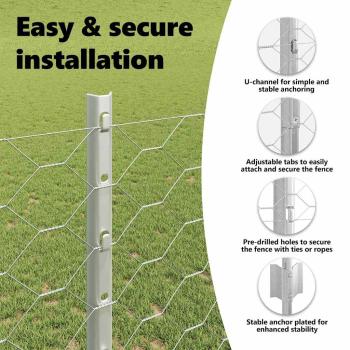 Zaun mit Pfosten Silber 1,2 x 10 m Stahl