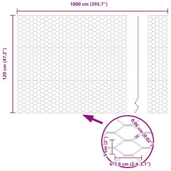 Zaun mit Pfosten Silber 1,2 x 10 m Stahl