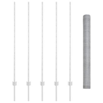 Zaun mit Pfosten Silber 1,4 x 10 m Stahl