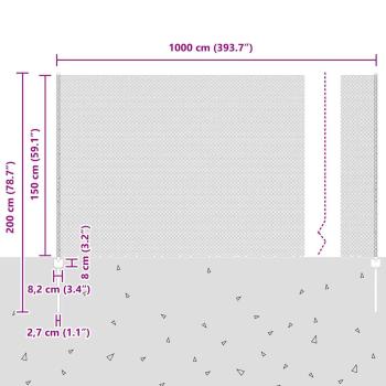 Zaun mit Pfosten Silber 1,5 x 10 m Stahl
