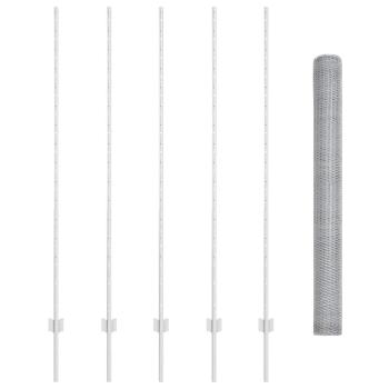Zaun mit Pfosten Silber 1,5 x 10 m Stahl