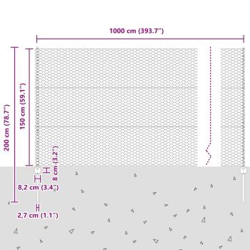 Zaun mit Pfosten Silber 1,5 x 10 m Stahl