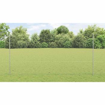 Zaun mit Pfosten Silber 1,5 x 10 m Stahl
