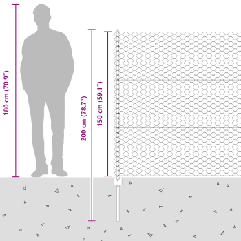 Sechseckiger Zaun mit Pfosten 10 x 1,5 m Verzinkter Stahl Netz