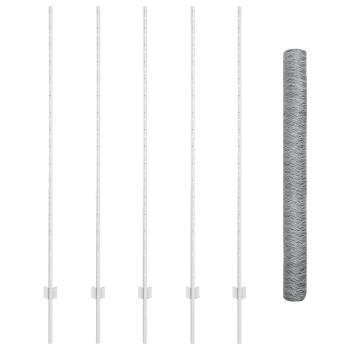 Zaun mit Pfosten Silber 1,6 x 10 m Stahl