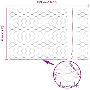 Zaun mit Pfosten Silber 0,5 x 25 m Stahl