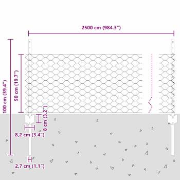 Zaun mit Pfosten Silber 0,5 x 25 m Stahl