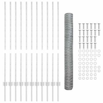 Zaun mit Pfosten Silber 1,2 x 25 m Stahl