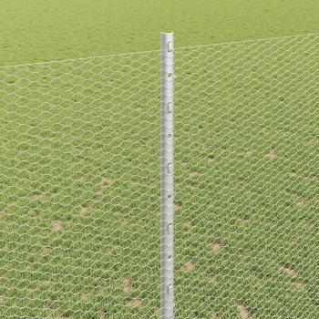Sechseckzaun mit Pfosten 25 x 1,4 m Verzinkter Stahl Silber