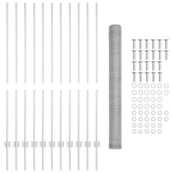 Zaun mit Pfosten Silber 1,4 x 25 m Stahl