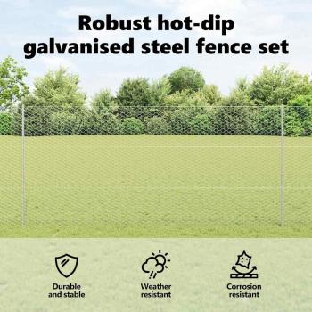 Zaun mit Pfosten Silber 1,4 x 25 m Stahl
