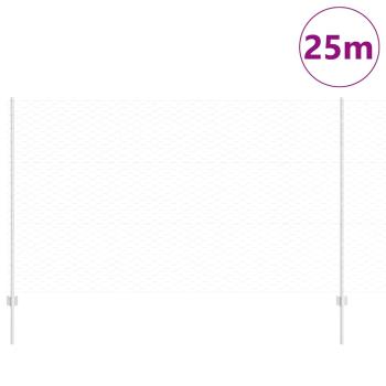 Sechseckzaun mit Pfosten 25 x 1,4 m Verzinkter Stahl Silber