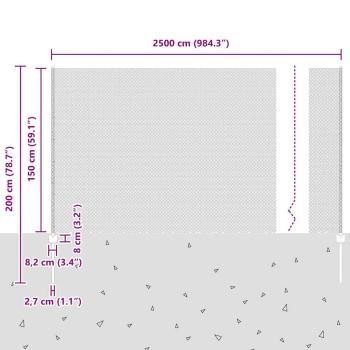 Zaun mit Pfosten Silber 1,5 x 25 m Stahl