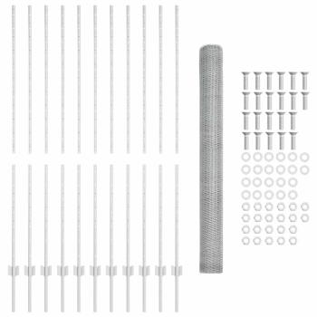 Zaun mit Pfosten Silber 1,5 x 25 m Stahl