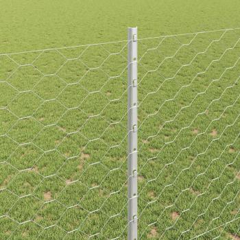 Sechseckzaun mit Pfosten 25 x 1,5 m Verzinkter Stahl Silber