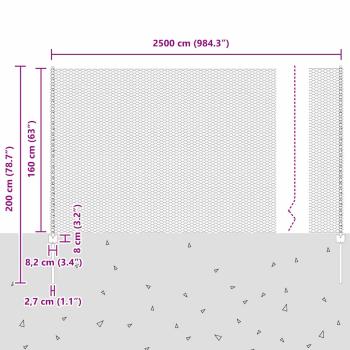 Zaun mit Pfosten Silber 1.6 x 25 m Stahl