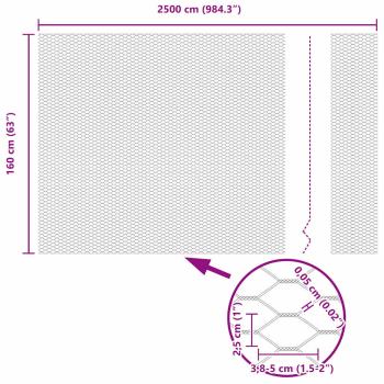 Zaun mit Pfosten Silber 1.6 x 25 m Stahl