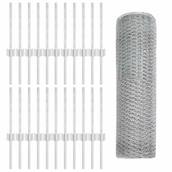 Zaun mit Pfosten Silber 0,4 x 50 m Stahl
