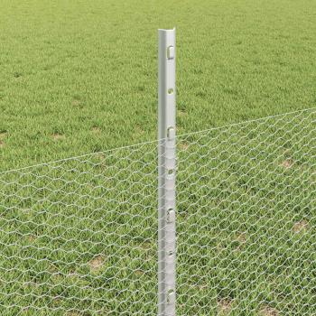 Zaun mit Pfosten Silber 0,5 x 50 m Stahl
