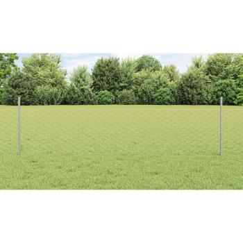 Zaun mit Pfosten Silber 0,5 x 50 m Stahl