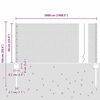 Zaun mit Pfosten Silber 0,6 x 50 m Stahl