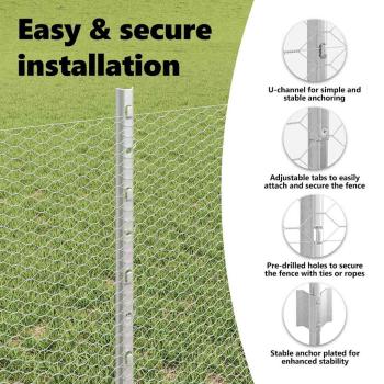 Zaun mit Pfosten Silber 0,6 x 50 m Stahl