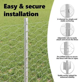 Sechseckzaun mit Pfosten 50 x 0,6 m Verzinkter Stahl Silber
