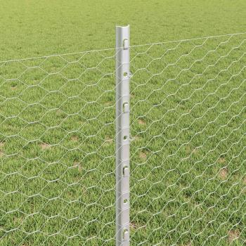 Sechseckzaun mit Pfosten 50 x 0,8 m Verzinkter Stahl Silber
