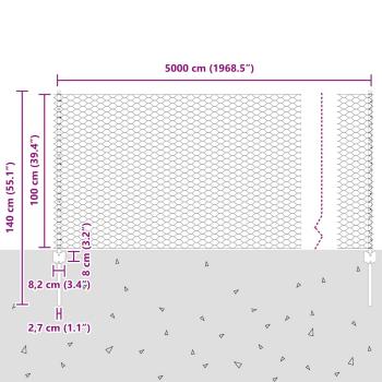 Zaun mit Pfosten Silber 1 x 50 m Stahl