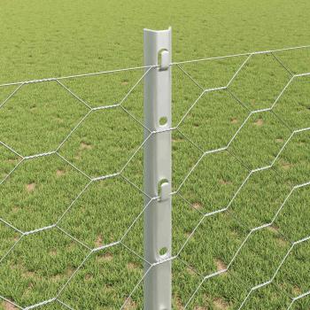 Zaun mit Pfosten Silber 1,2 x 50 m Stahl