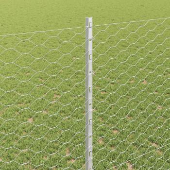 Zaun mit Pfosten Silber 1,4 x 50 m Stahl