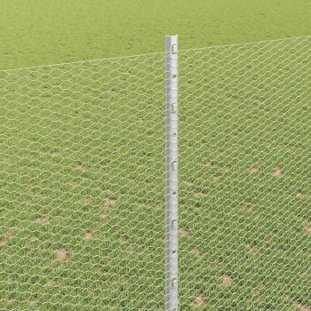 Zaun mit Pfosten Silber 1,5 x 50 m Stahl