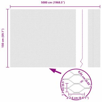 Zaun mit Pfosten Silber 1,5 x 50 m Stahl