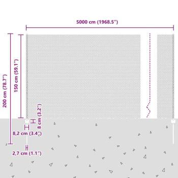 Zaun mit Pfosten Silber 1,5 x 50 m Stahl