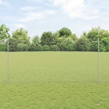 Zaun mit Pfosten Silber 1,5 x 50 m Stahl