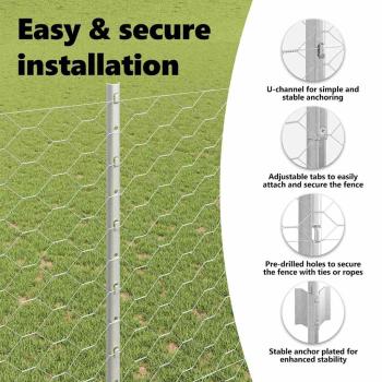 Zaun mit Pfosten Silber 1,5 x 50 m Stahl