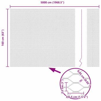 Zaun mit Pfosten Silber 1,6 x 50 m Stahl