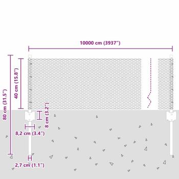 Zaun mit Pfosten Silber 0,4 x 100 m Stahl