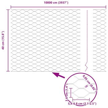 Zaun mit Pfosten Silber 0,4 x 100 m Stahl