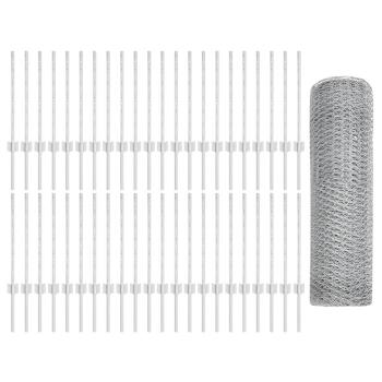 Zaun mit Pfosten Silber 0,5 x 100 m Stahl