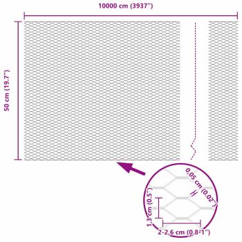 Zaun mit Pfosten Silber 0,5 x 100 m Stahl