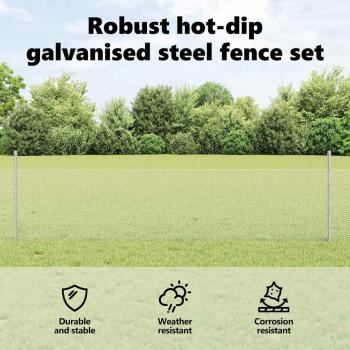 Zaun mit Pfosten Silber 0,5 x 100 m Stahl