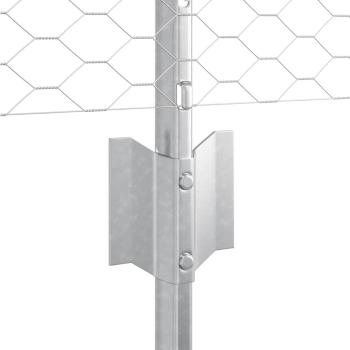 Zaun mit Pfosten Silber 0,5 x 100 m Stahl
