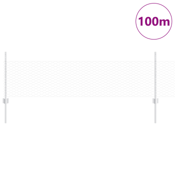 Zaun mit Pfosten Silber 0,5 x 100 m Stahl