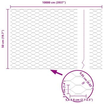 Zaun mit Pfosten Silber 0,5 x 100 m Stahl