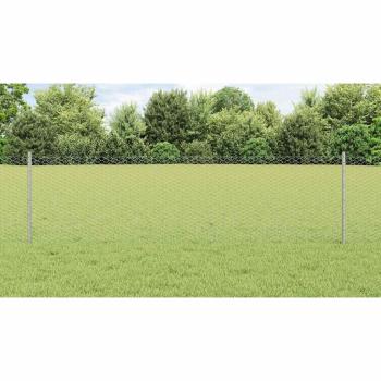 Zaun mit Pfosten Silber 0,6 x 100 m Stahl
