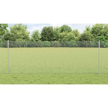Zaun mit Pfosten Silber 0,8 x 100 m Stahl