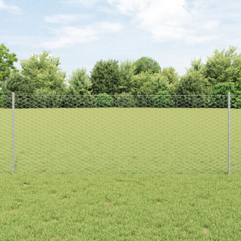 Zaun mit Pfosten Silber 0,8 x 100 m Stahl