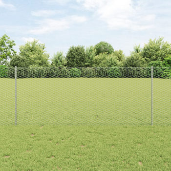 Sechseckiger Zaun mit Pfosten 100 x 1 m Verzinkter Stahl Silber