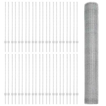 Zaun mit Pfosten Silber 1,2 x 100 m Stahl